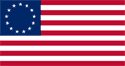  Flag: Continental Congress adopts the following: Resolved: that the flag of the United States be thirteen stripes, alternate red and white; that the union be thirteen stars, white in a blue field, representing a new constellation
